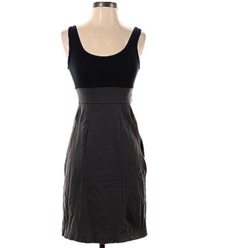 Theory Black and Grey 2 Toned Sleeveless Midi Dress
